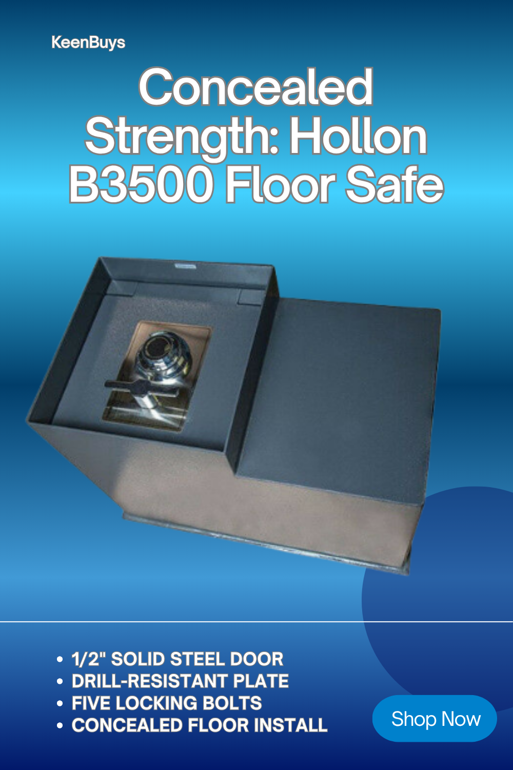 Hollon B3500 B-Rated In-Floor Safe – UL Listed Mechanical Dial Lock & 2.86 CF