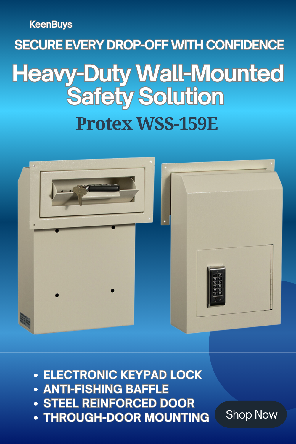 Protex WSS-159E Through-Door Drop Box – Digital Lock & Anti-Fish Baffle