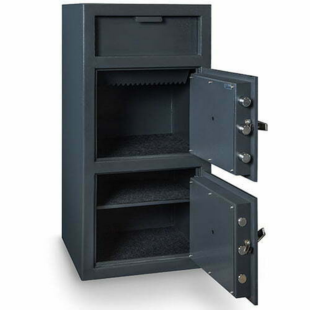Hollon FDD‑4020CC Double Door Depository Safe, Dial Lock, 258 lbs, Gray