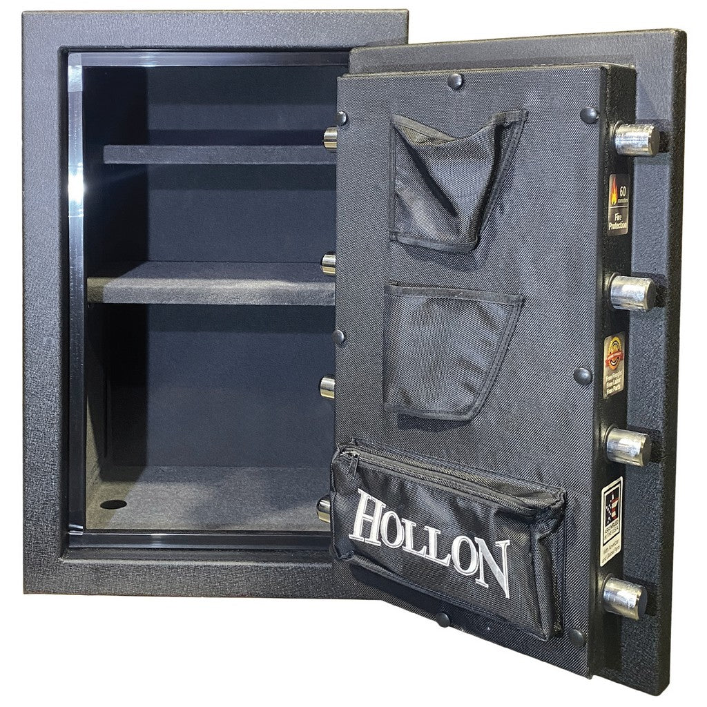 Hollon Hunter Series HGS-8C Pistol Safe, 45 Min Fire, Dial Lock, Black Steel
