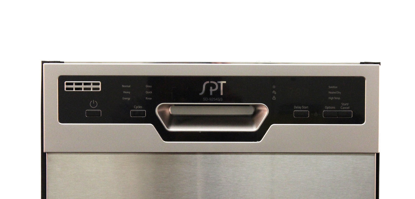 SPT SD-9254SS 18" Built-In Stainless Steel Dishwasher with Heated Drying – ENERGY STAR Rated