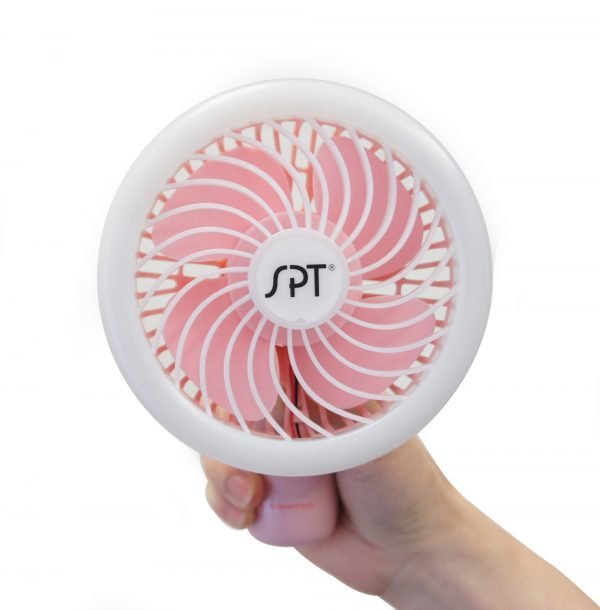 Sunpentown SF-007P Rechargeable Personal Handheld Fan with LED Light – Pink