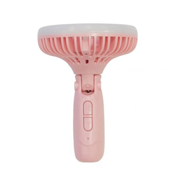 Sunpentown SF-007P Rechargeable Personal Handheld Fan with LED Light – Pink