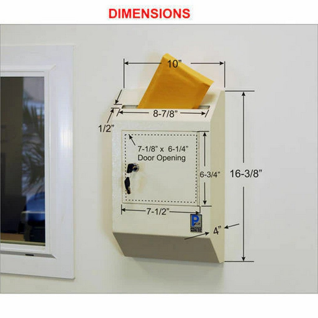 Protex WDB-110 Drop Box, Tubular Lock, Wall Mount, Anti-Fish, Legal Slot