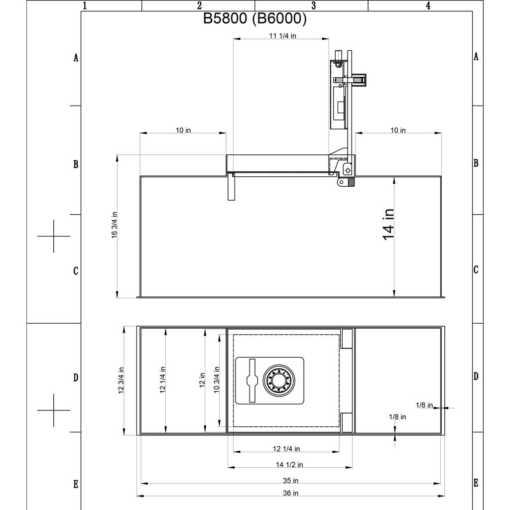 Hollon B6000 Floor Safe, B-Rated, Group 2 Dial Lock, 1/2″ Steel Door, 135 lbs