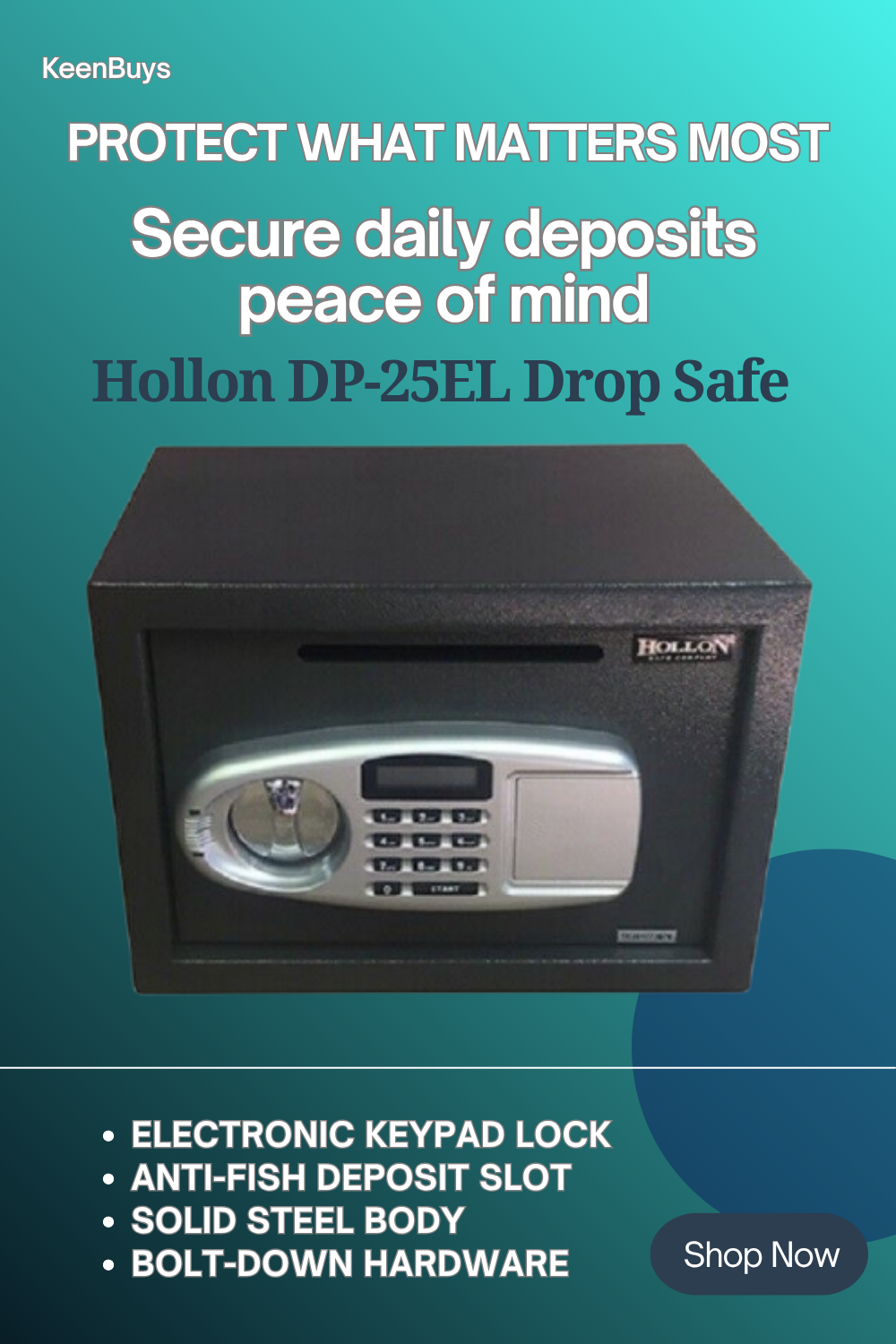 Hollon DP-25EL Under-Counter Drop Safe – Digital Lock & Solid Steel Design