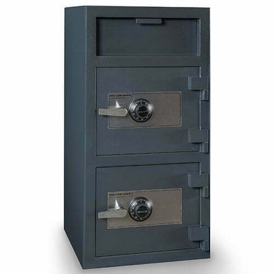 Hollon FDD‑4020CC Double Door Depository Safe, Dial Lock, 258 lbs, Gray