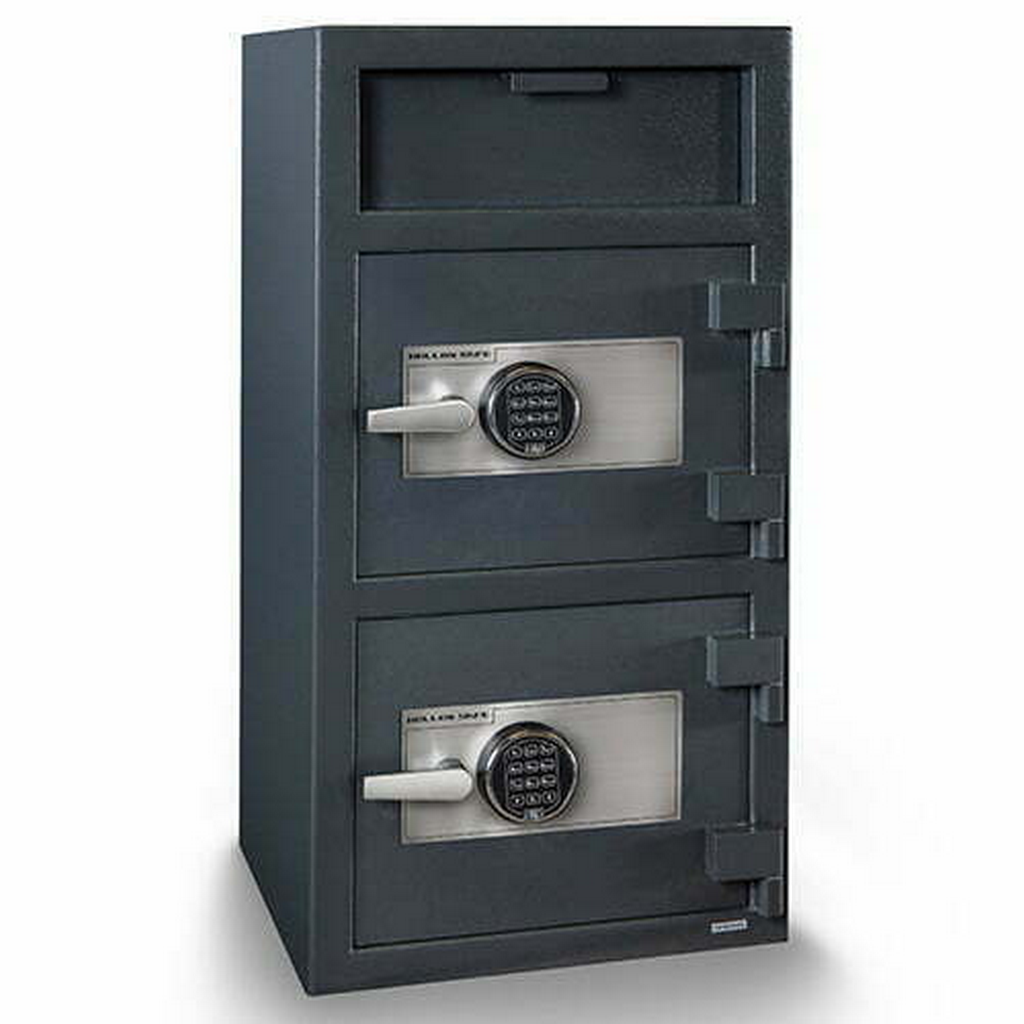Hollon FDD‑4020EE Double Door Depository Safe, Electronic Lock, 258 lbs, Gray