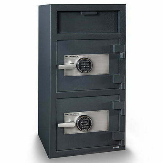 Hollon FDD‑4020EE Double Door Depository Safe, Electronic Lock, 258 lbs, Gray