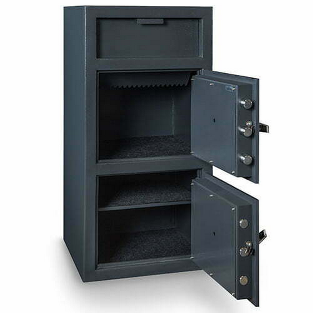 Hollon FDD‑4020EE Double Door Depository Safe, Electronic Lock, 258 lbs, Gray