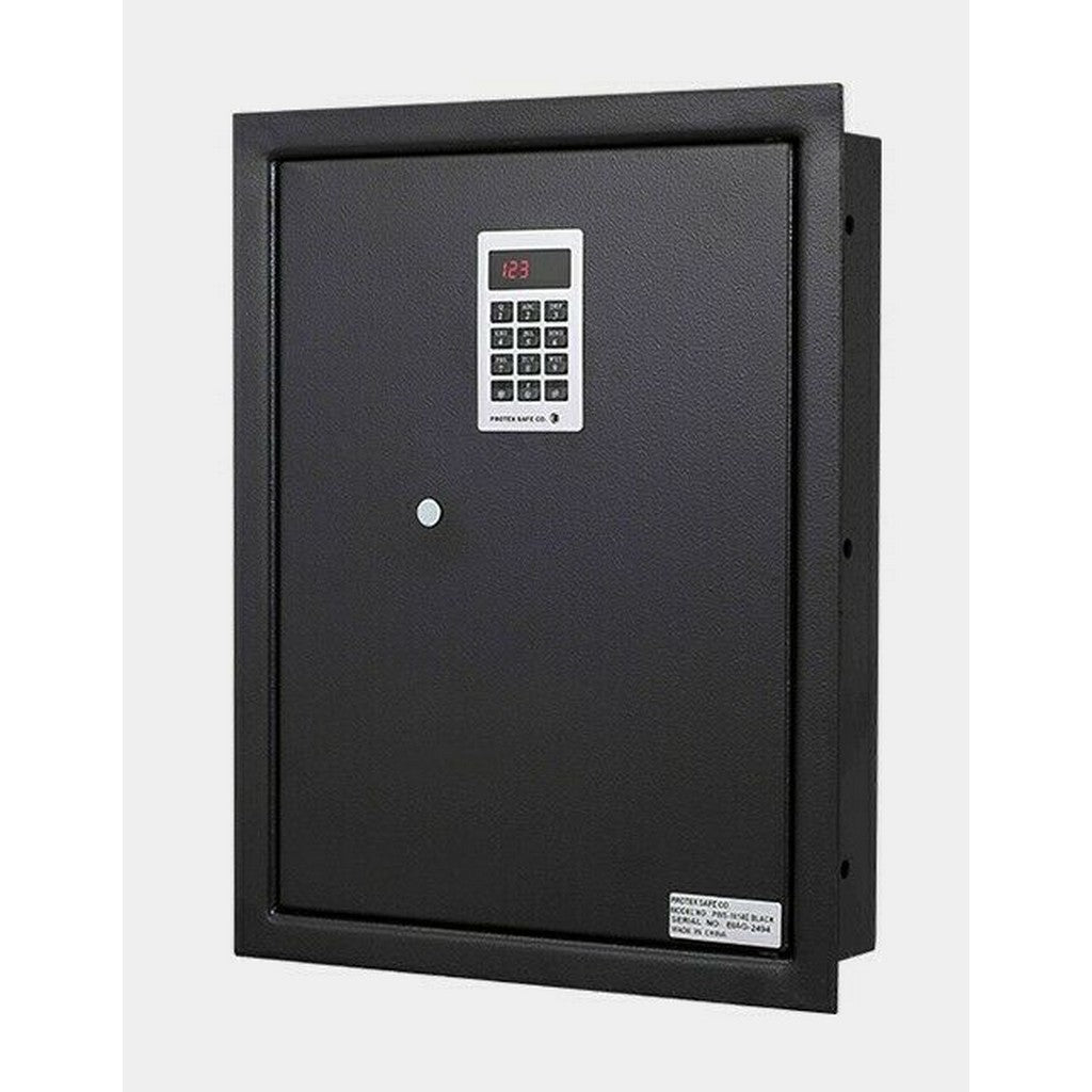 Protex PWS-1814E Black Wall Safe, Black, Digital Lock, Velvet Interior