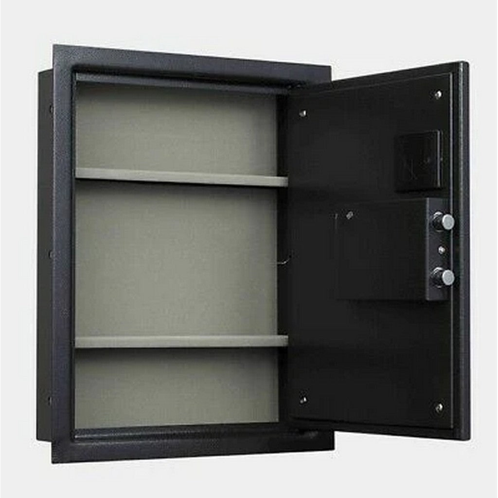 Protex PWS-1814E Black Wall Safe, Black, Digital Lock, Velvet Interior