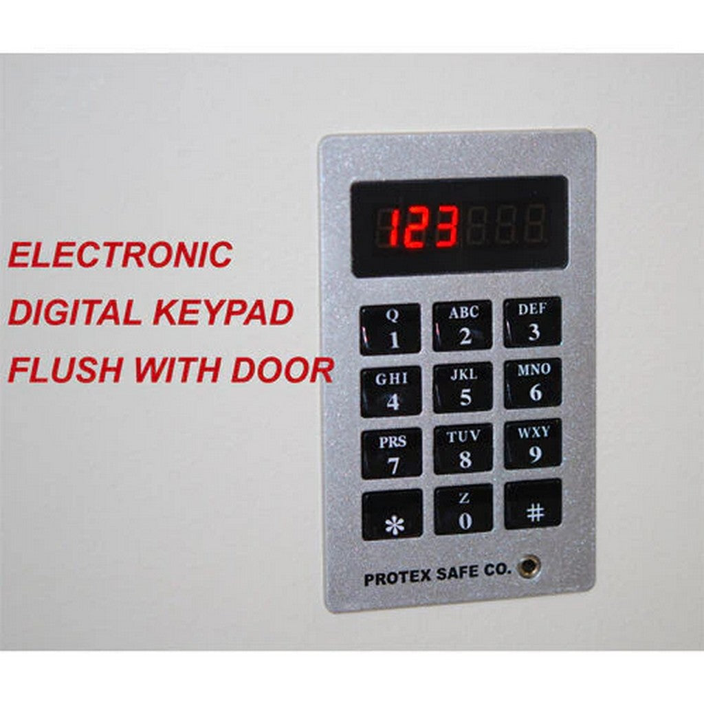 Protex PWS-1814E Black Wall Safe, Black, Digital Lock, Velvet Interior