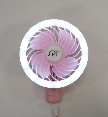Sunpentown SF-007P Rechargeable Personal Handheld Fan with LED Light – Pink