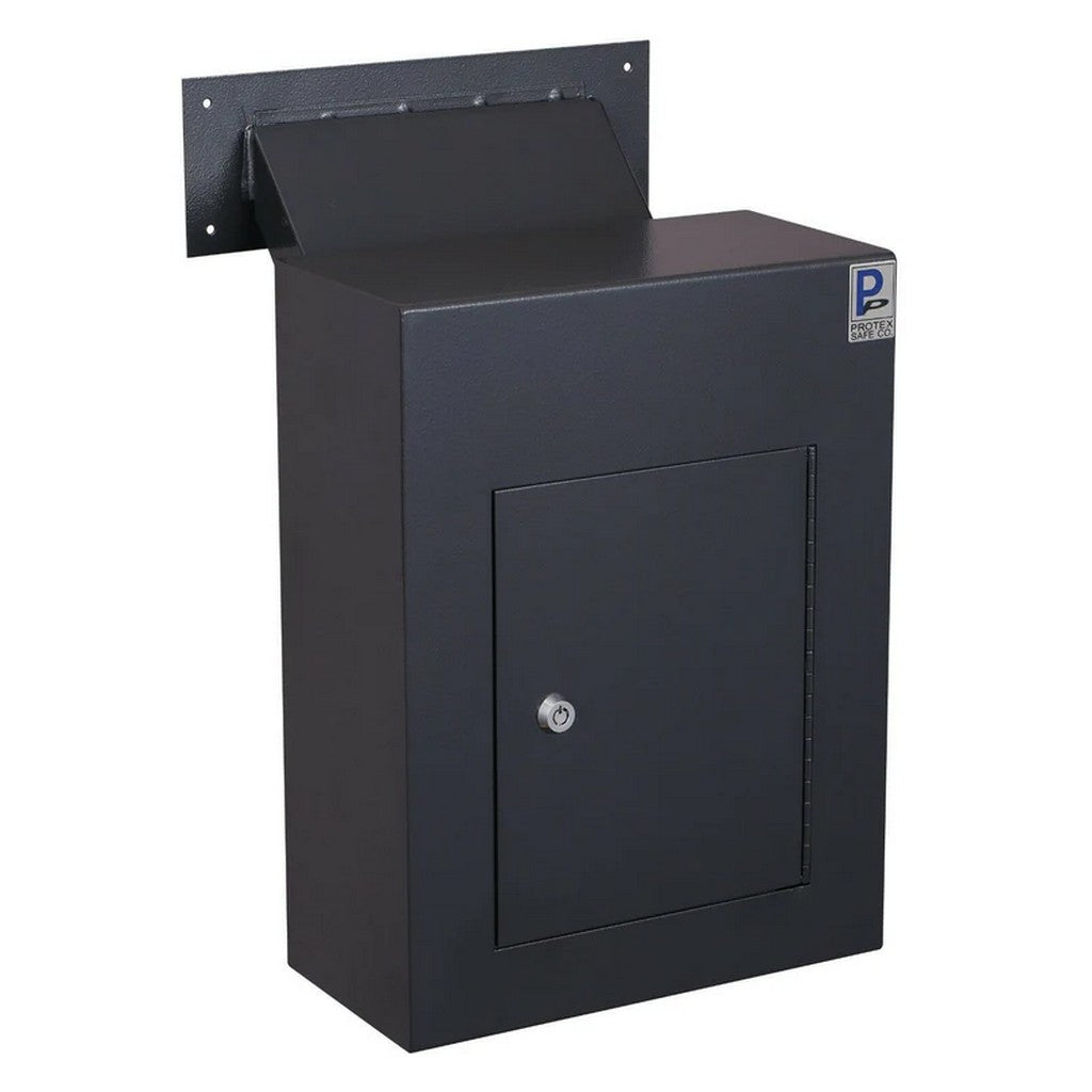 Protex WDC-160-Black Drop Box, Tubular Lock, Adjustable Chute, Wall Mount
