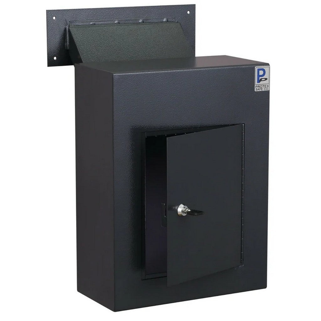 Protex WDC-160-Black Drop Box, Tubular Lock, Adjustable Chute, Wall Mount