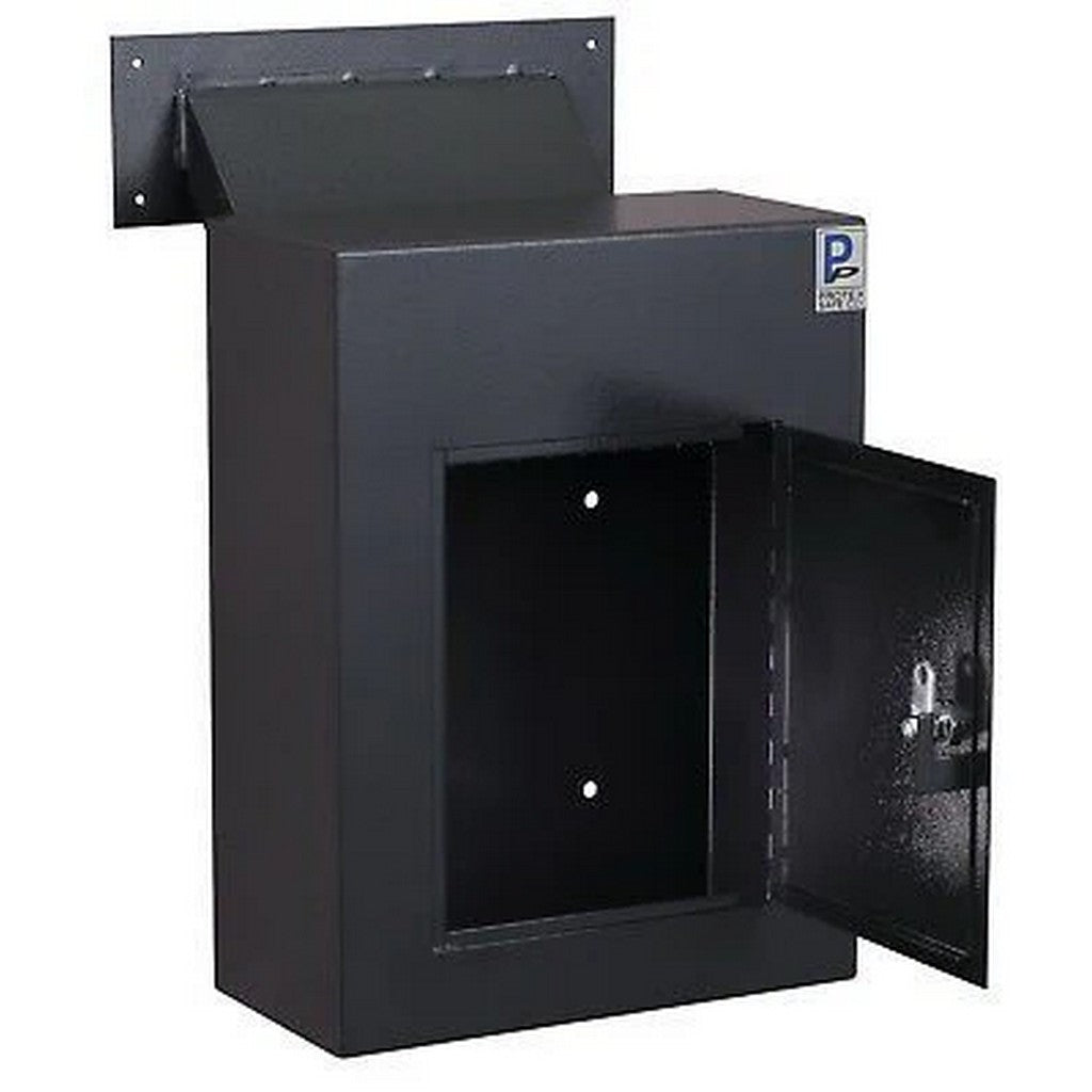 Protex WDC-160-Black Drop Box, Tubular Lock, Adjustable Chute, Wall Mount