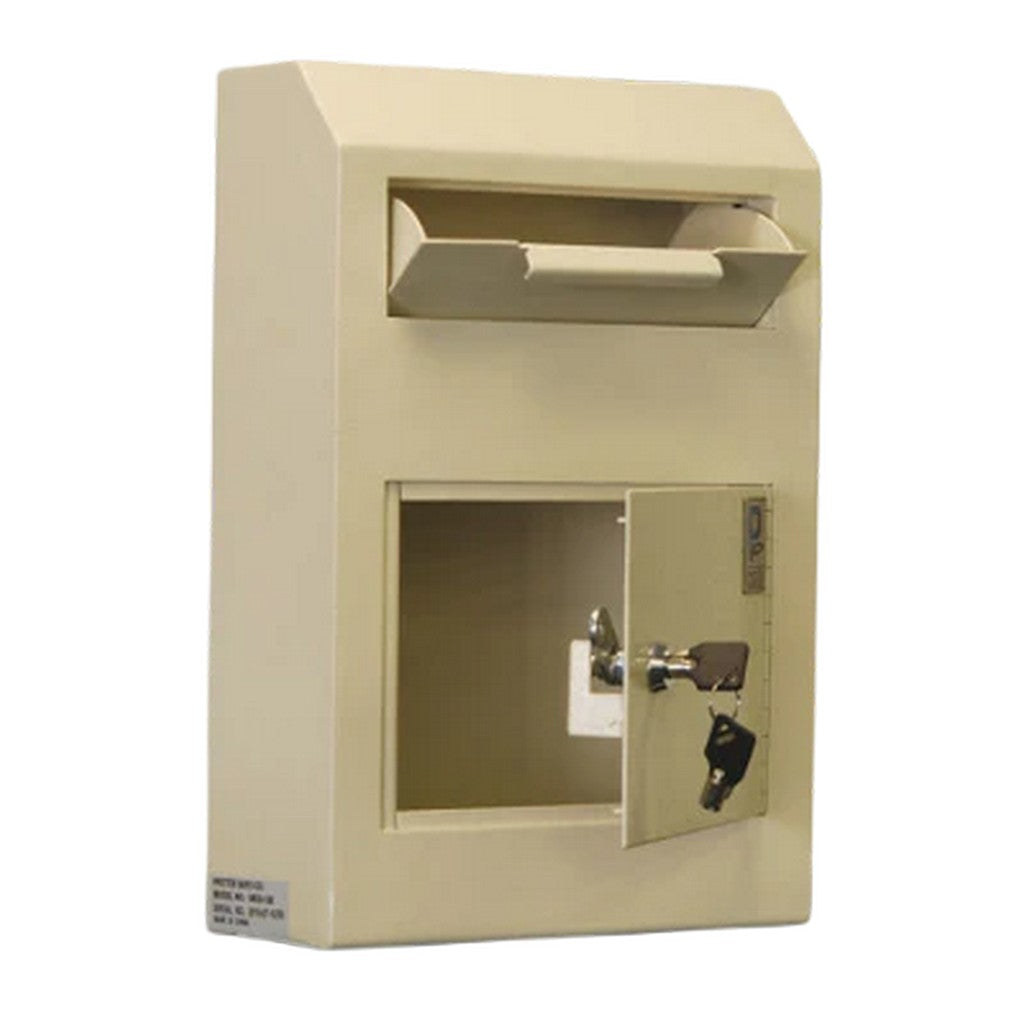 Protex WDS-150 Drop Box, Tubular Lock, Wall Mount, Anti-Fish, White Steel