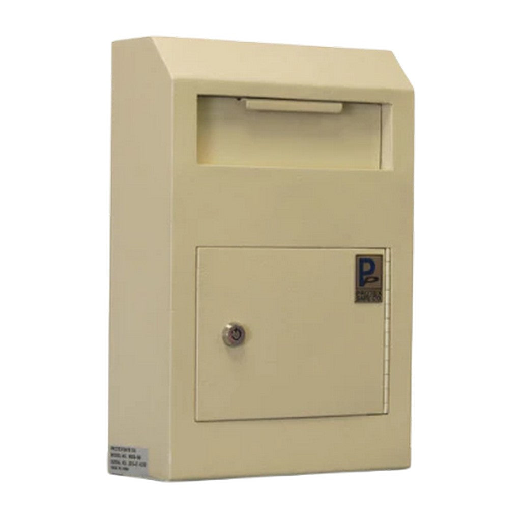 Protex WDS-150 Drop Box, Tubular Lock, Wall Mount, Anti-Fish, White Steel