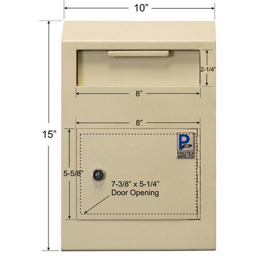Protex WDS-150 Drop Box, Tubular Lock, Wall Mount, Anti-Fish, White Steel