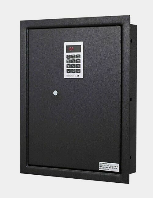 Protex PWS-1814E-Black Electronic Wall Safe – Digital Keypad + Backup Key
